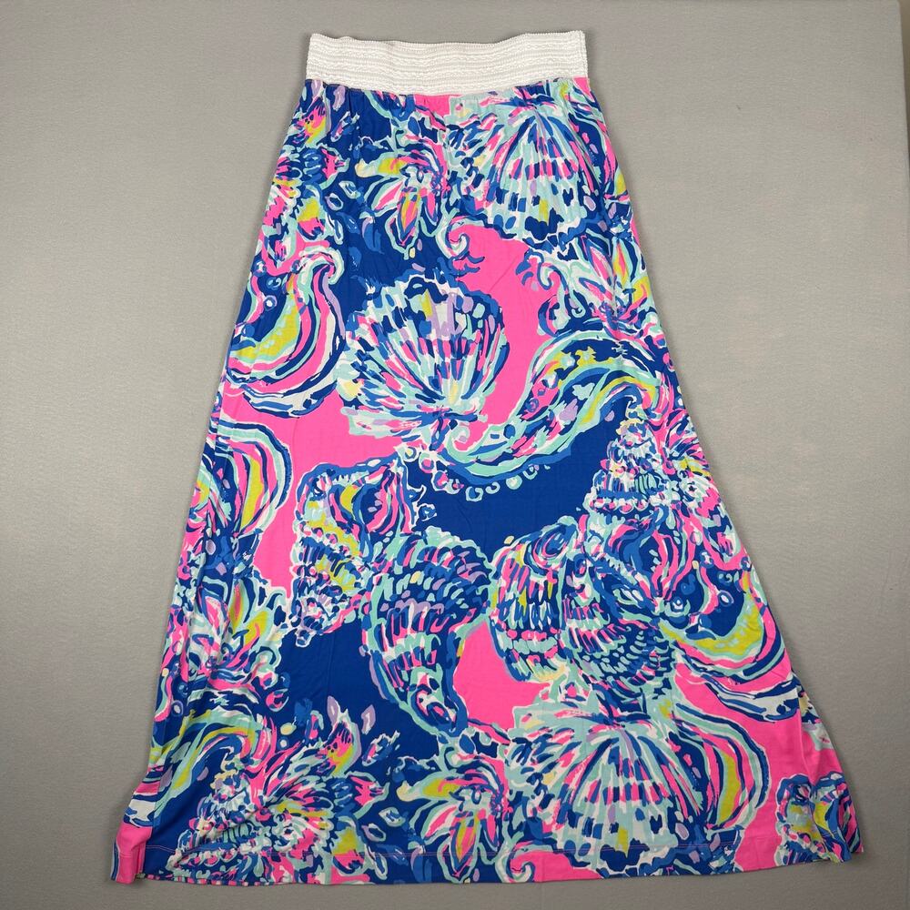 Lilly Pulitzer Adea Maxi Skirt Shell Me Your Love Print Size L
